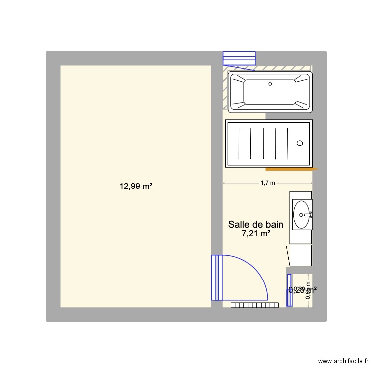 Maison la Plaine. Plan de 3 pièces et 20 m2