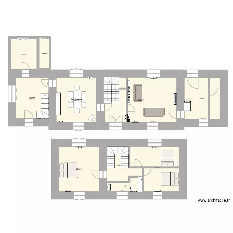 Maison. Plan de 10 Pièces et 157 m²
