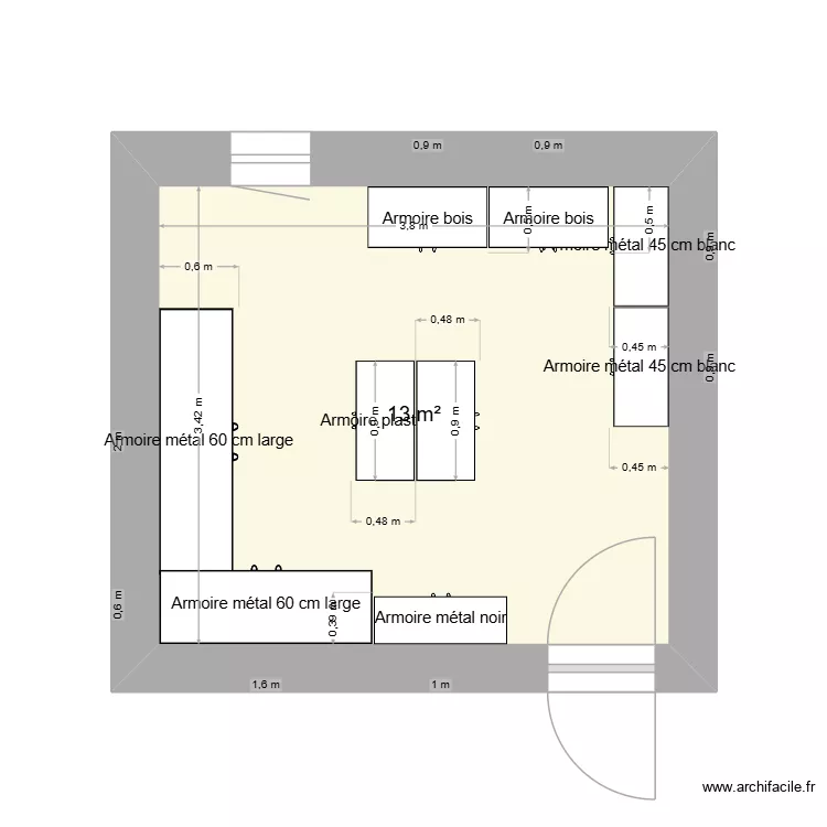 cave. Plan de 1 pièce et 13 m²