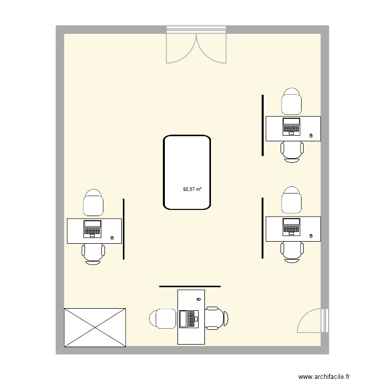 Espace de service. Plan de 1 pièce et 91 m2