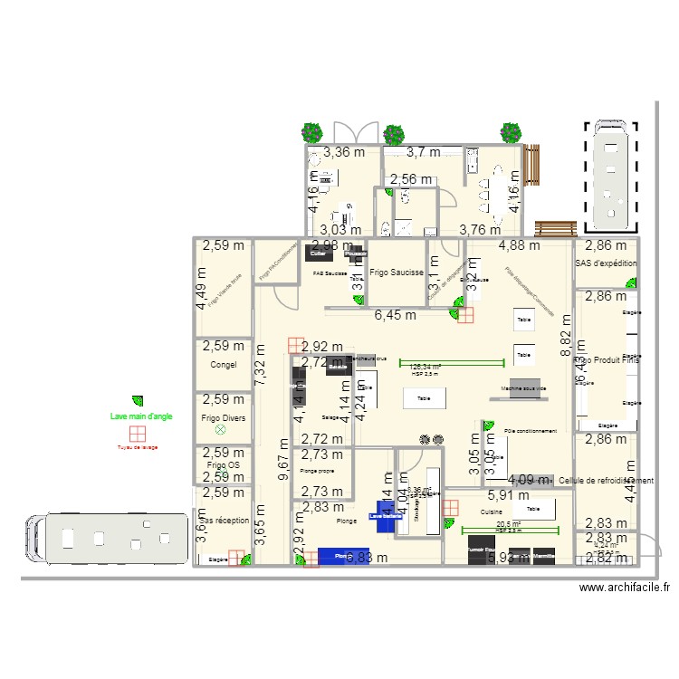 Plan Batiment DDPP Evacuation + Plomberie EGCF. Plan de 22 pièces et 330 m2