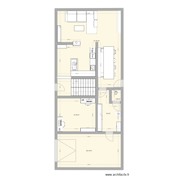 maison. Plan de 5 pièces et 107 m2