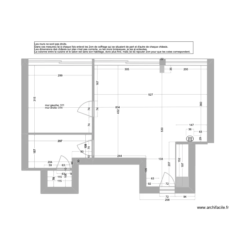 GRENADIERS R&eacute;novations (cloisons nouvelles). Plan de 1  et 5 m²