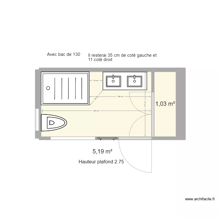 SDB BOUR RDC 130. Plan de 