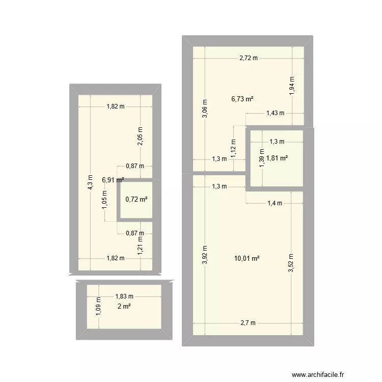 R0 ff. Plan de 6 Pièces et 28 m²