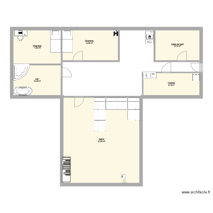plan maison. Plan de 6 pièces et 100 m2