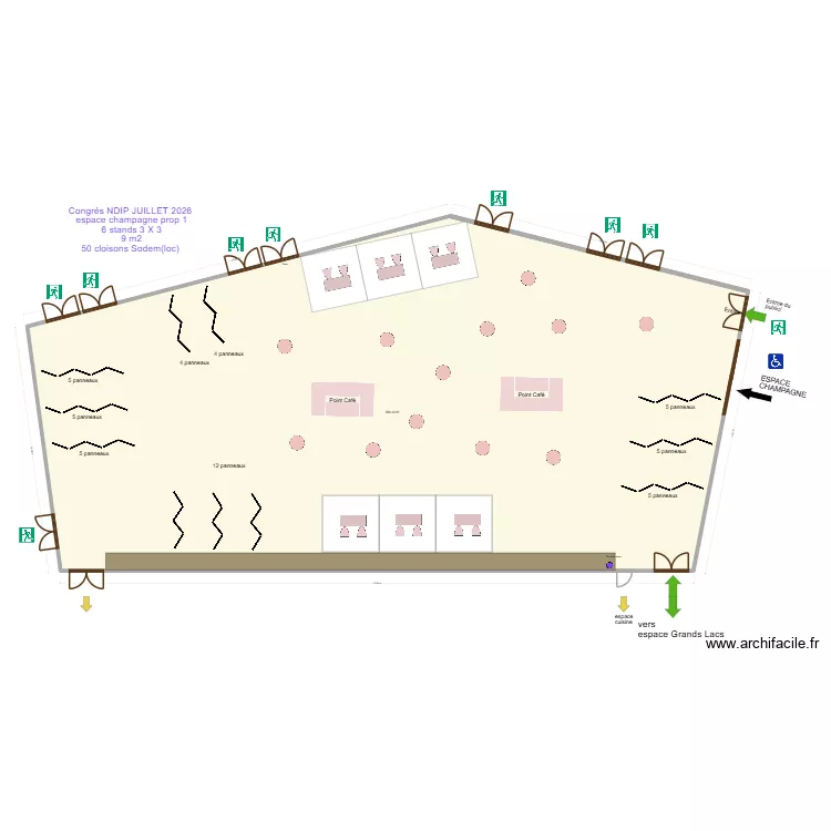 Congr&egrave;s NDIP JUILLET 2026  espace champagne prop 1. Plan de 1  et 584 m²