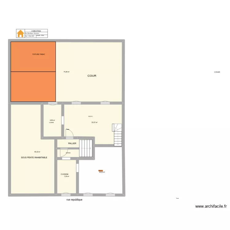 2e &eacute;tagemodifi&eacute;. Plan de 