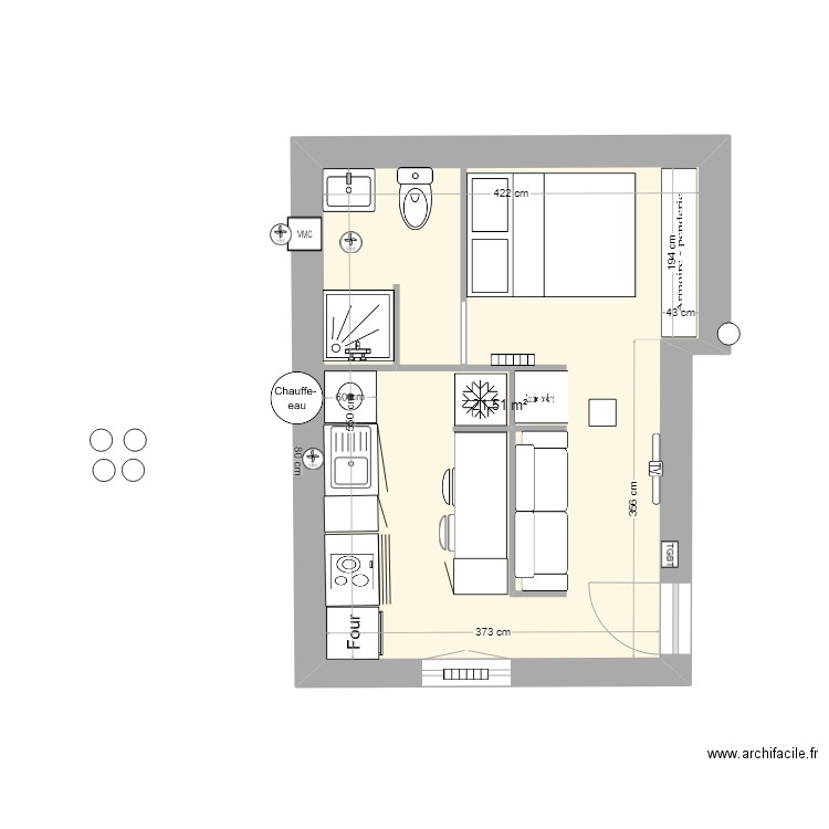 studio ninie 3. Plan de 0 pièce et 0 m2