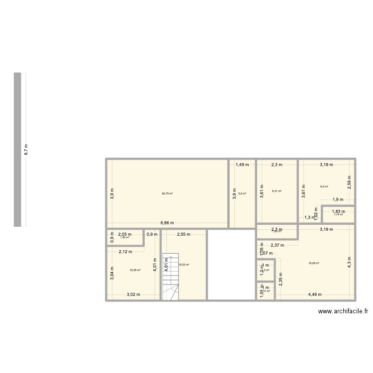 maquette. Plan de 12 pièces et 98 m2