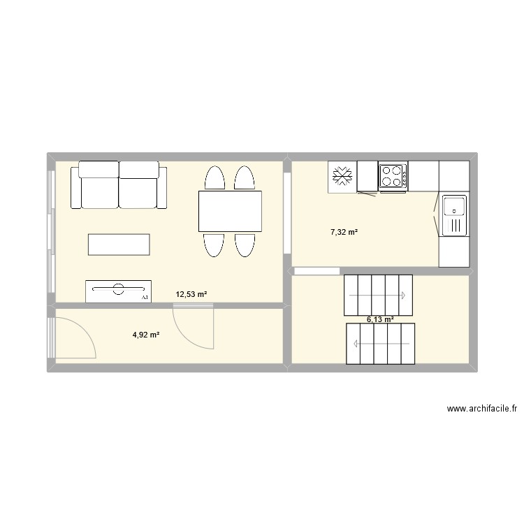 bray dunes rdc. Plan de 4 pièces et 31 m2