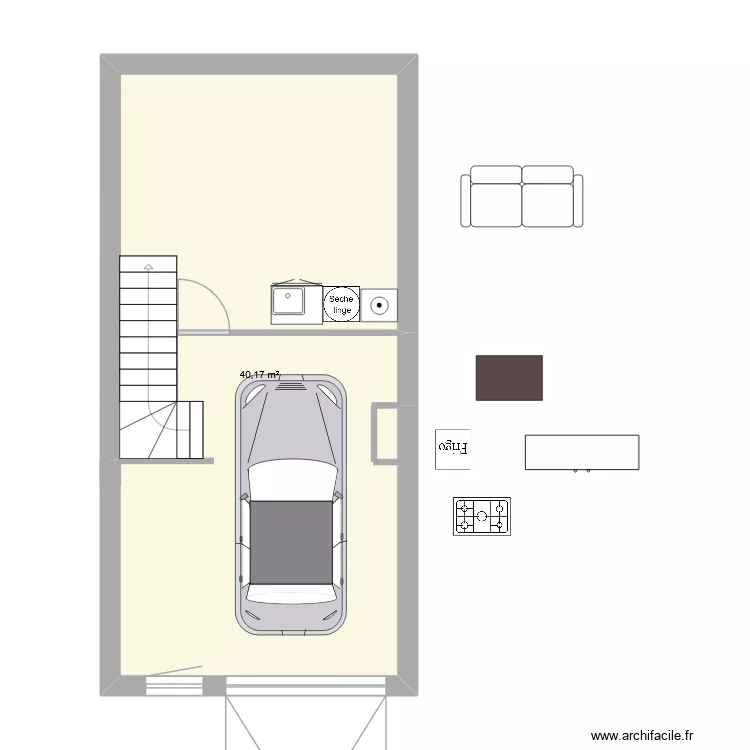 sous sol. Plan de 1 Pièce et 40 m²