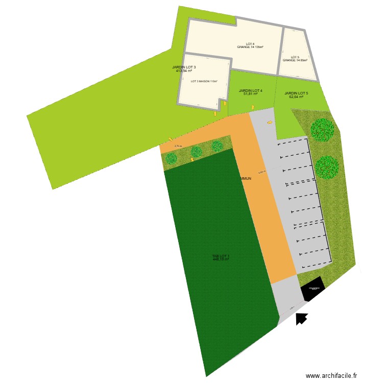 MESSIMY V2. Plan de 3 pièces et 221 m2