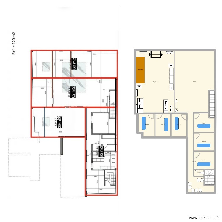 K11 CFOA 2 1er étage. Plan de 11 pièces et 185 m2
