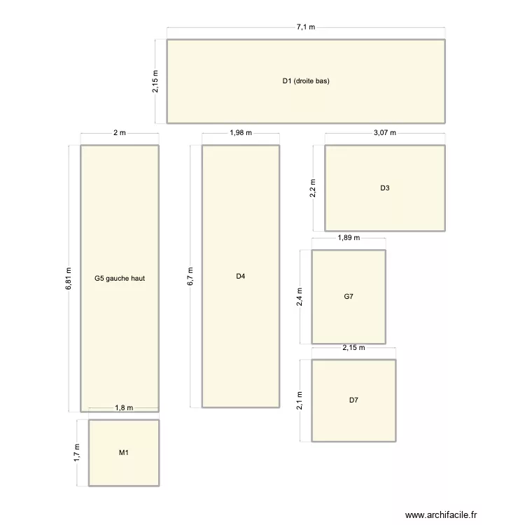 Moquettes. Plan de 7  et 60 m²