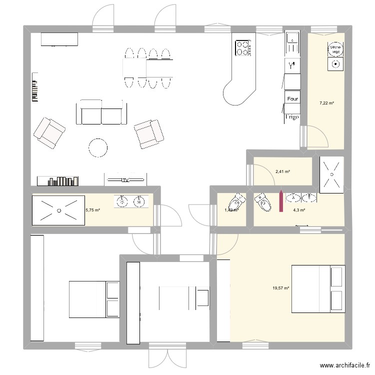 Ksl. Plan de 6 pièces et 41 m2