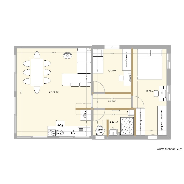 Fanny 3. Plan de 5 pièces et 54 m2