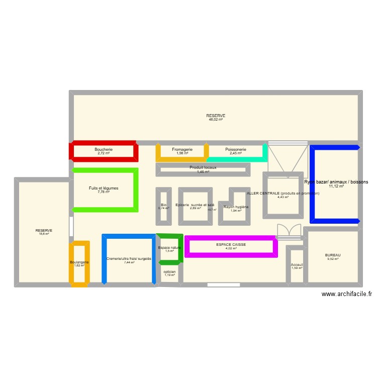 super u. Plan de 20 pièces et 201 m2