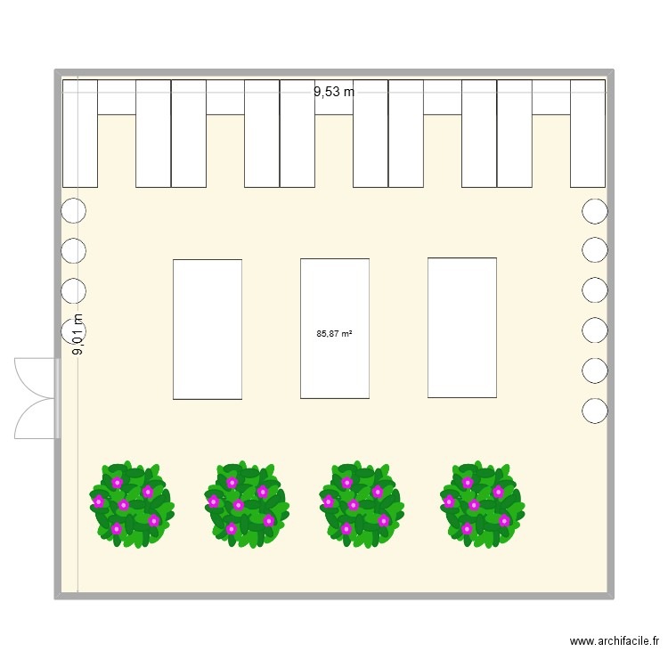 Jardins. Plan de 1 pièce et 86 m2
