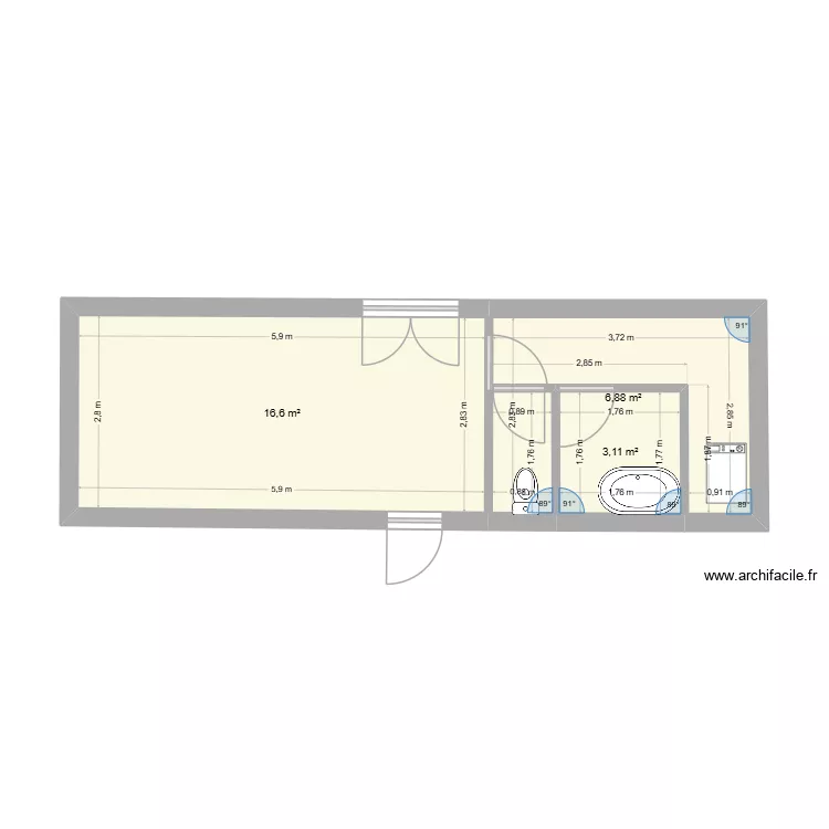 CUISINE. Plan de 3  et 27 m²