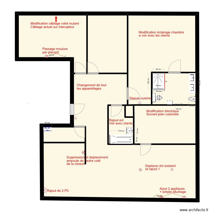 Montaigne - plan electricité. Plan de 5 pièces et 142 m2