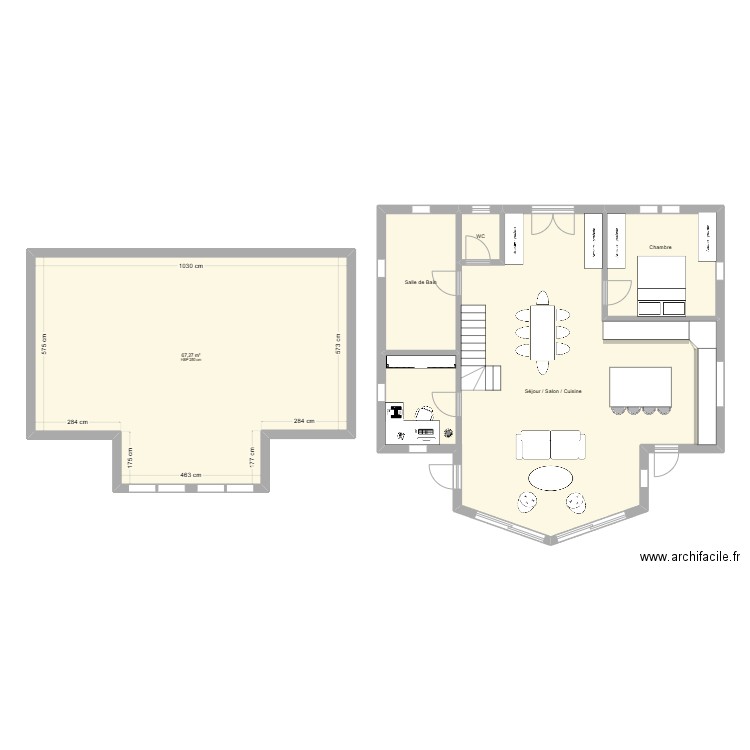 Maison . Plan de 5 pièces et 162 m2
