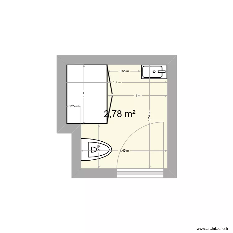 Esta. Plan de 1  et 3 m²