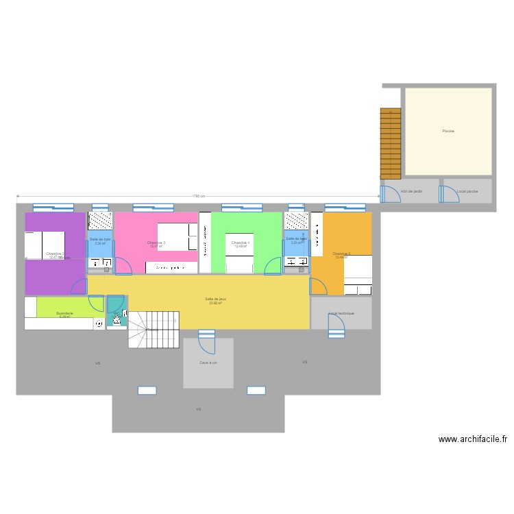 Plan V6. Plan de 32 pièces et 392 m2