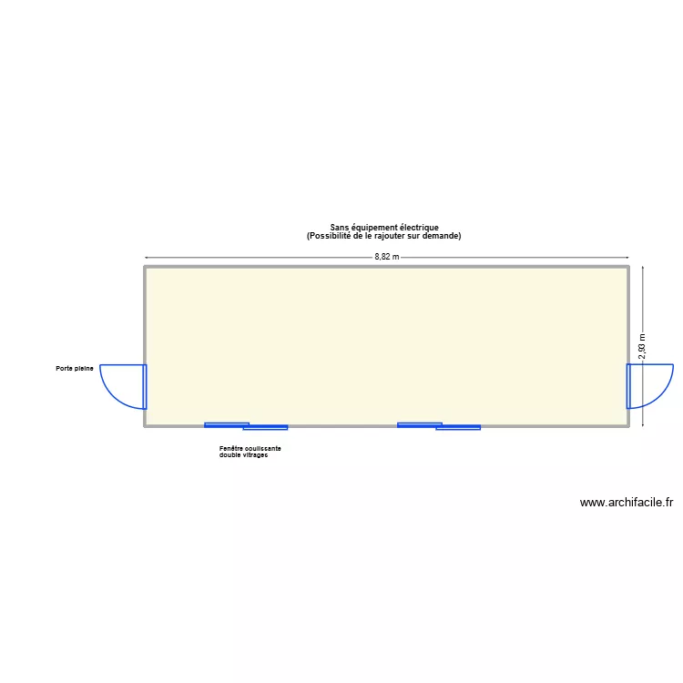 V471 8m ALGECO. Plan de 1  et 25 m²