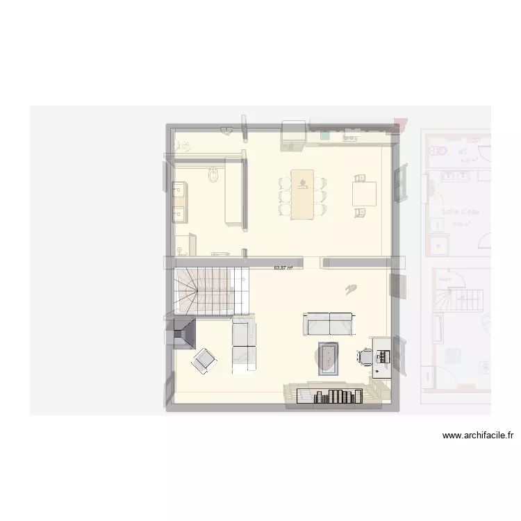Baudron Lanoux. Plan de 1  et 64 m²