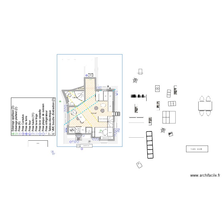 BOITE kitchen 2. Plan de 11 pièces et 42 m2