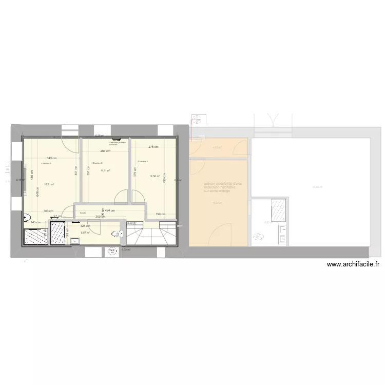 PLAN  AUX COTES Electricit&eacute;. Plan de 