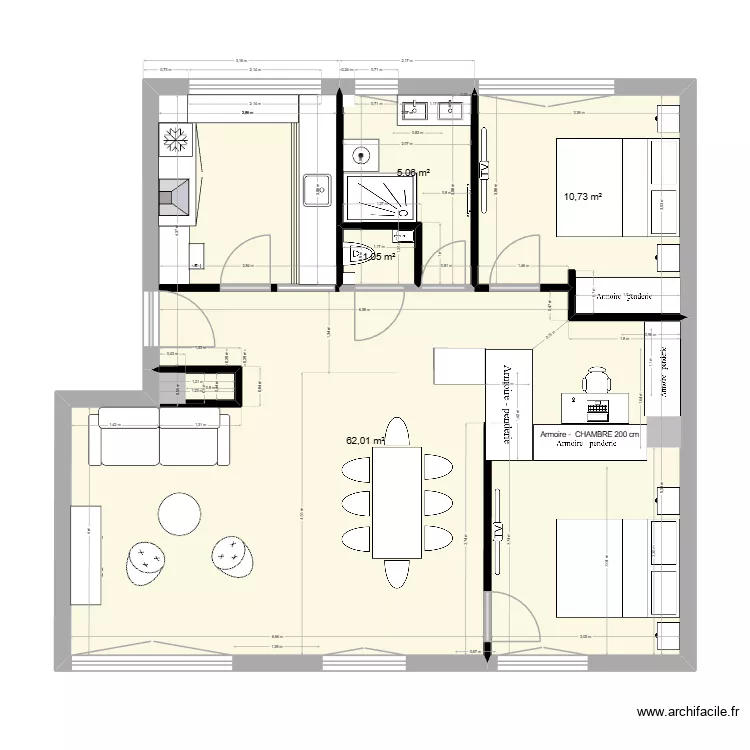 GAUTIER papa 10 armoire. Plan de 4  et 79 m²