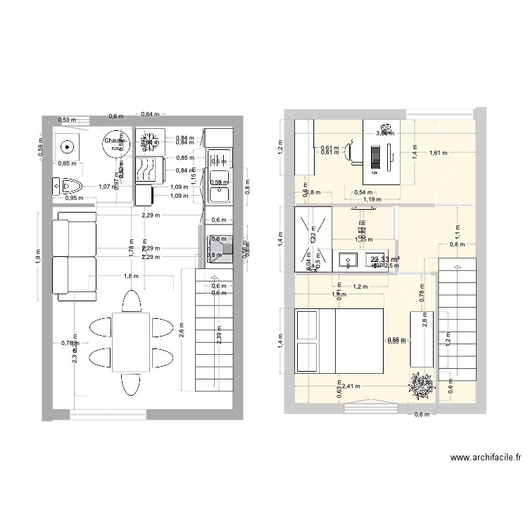 Mickael. Plan de 1 pièce et 23 m2