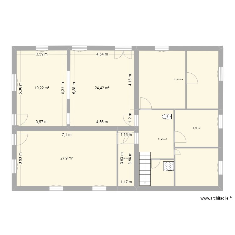 haut maison V2. Plan de 7 pièces et 129 m2