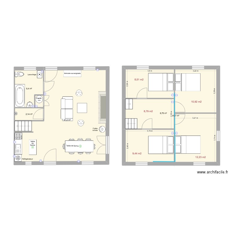 Général. Plan de 5 pièces et 100 m2