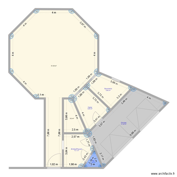 octo. Plan de 7 pièces et 160 m2