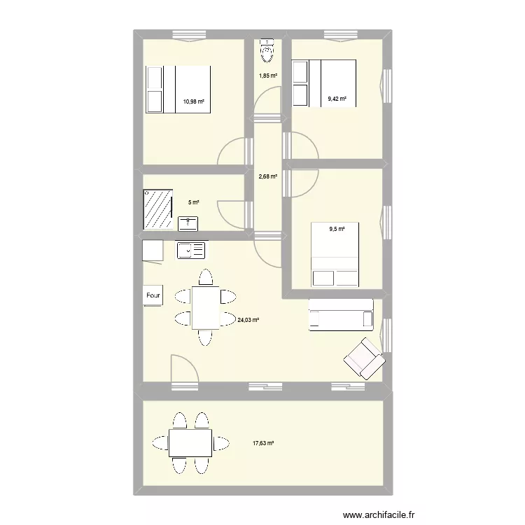 70 M2. Plan de 8  et 81 m²