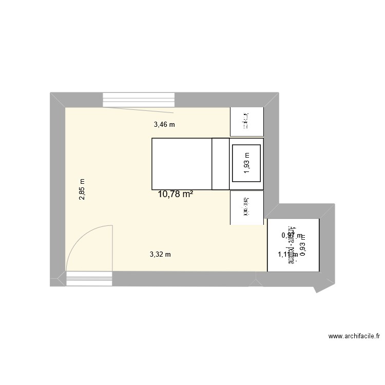 chambre Esther. Plan de 1 pièce et 11 m2