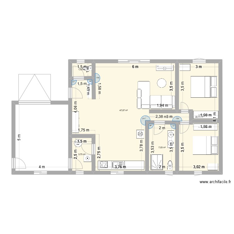 maisonst gilleq. Plan de 5 pièces et 82 m2