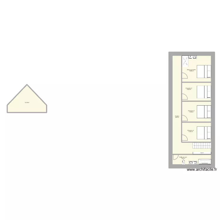 Monts coupe &eacute;tage. Plan de 7  et 94 m²