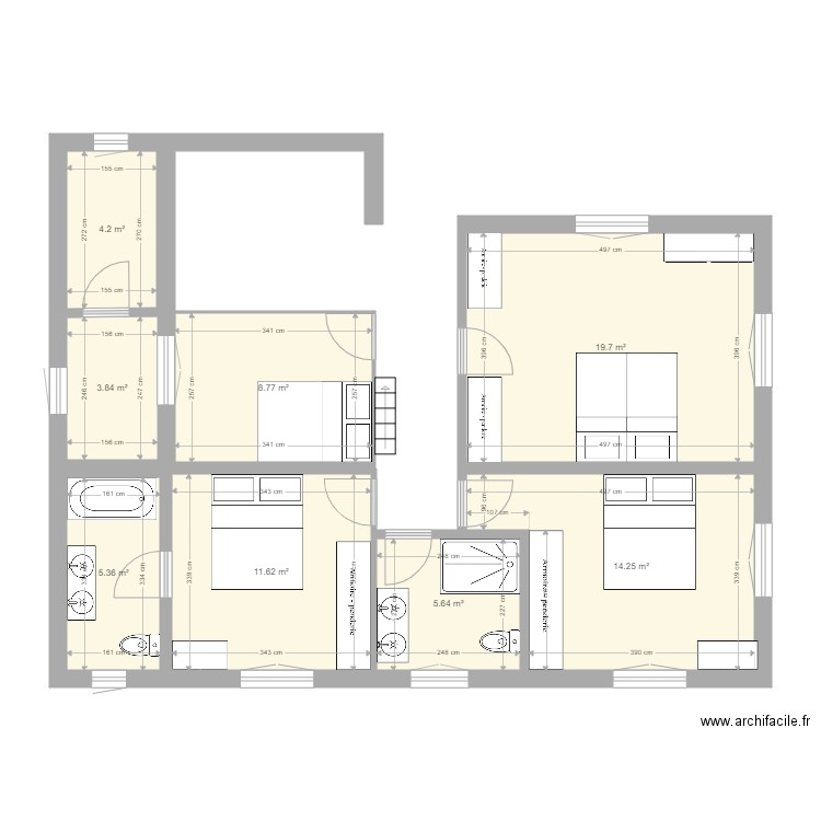 PROJET MAISON 8. Plan de 8 pièces et 73 m2