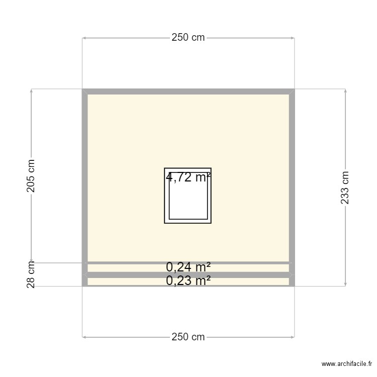 Vue avant cellule 5000. Plan de 3 pièces et 5 m2