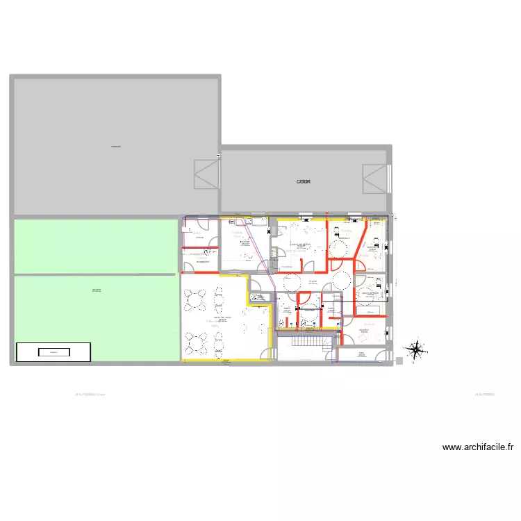 CLOIX PLAN RDC PLOMBERIE V3. Plan de 24  et 605 m²
