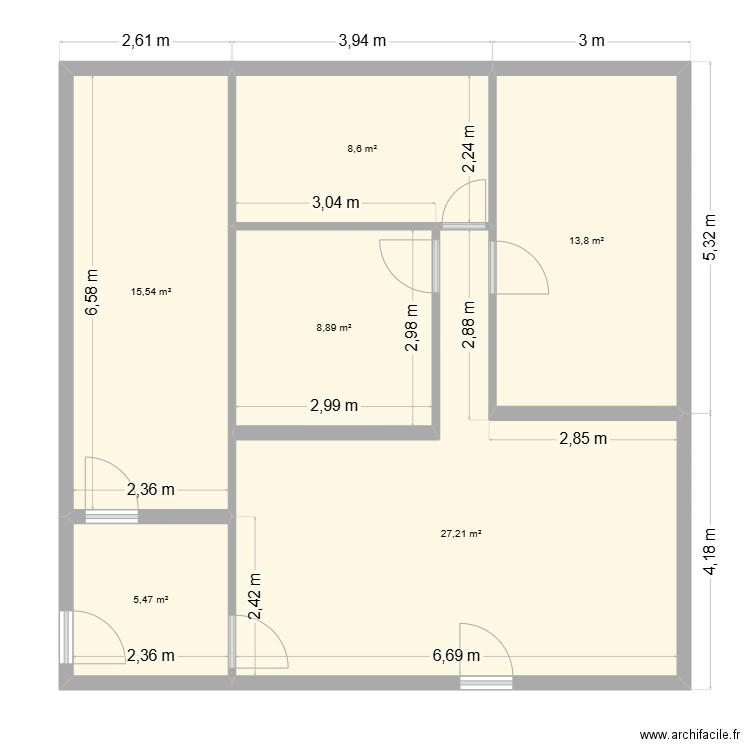 Pédiatre. Plan de 6 pièces et 80 m2