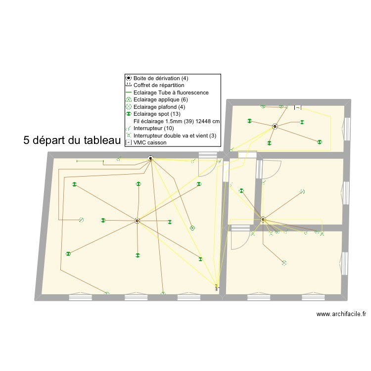elec  3g1.5. Plan de 2 pièces et 81 m2