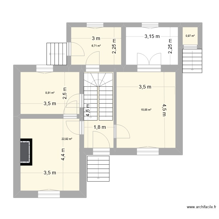 Linkin actuel. Plan de 5 pièces et 55 m2