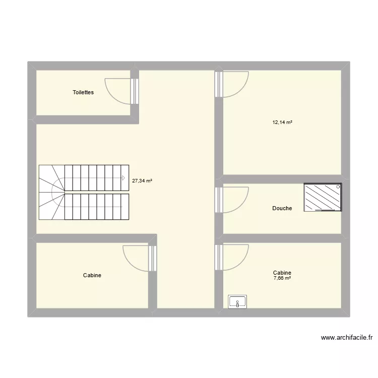 &eacute;tage. Plan de 6 pièces et 65 m²