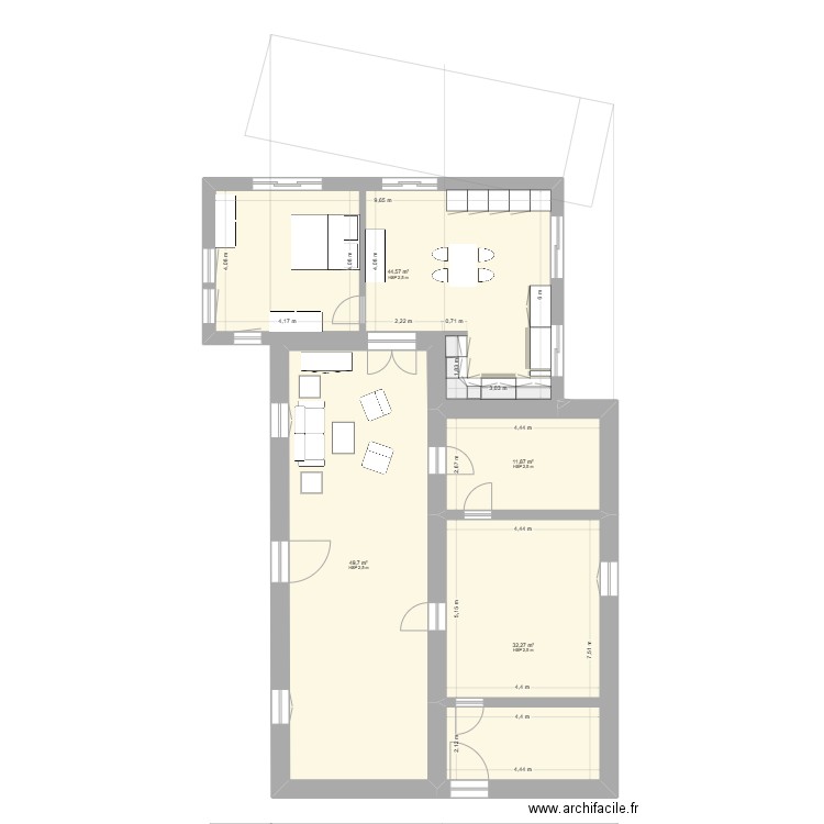 annexe grande 4 chambre. Plan de 7 pièces et 226 m2
