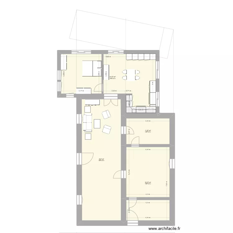 annexe grande 4 chambre. Plan de 